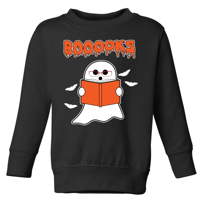 Booooks Book Lover Halloween Ghost Boo Toddler Sweatshirt