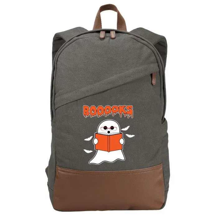 Booooks Book Lover Halloween Ghost Boo Cotton Canvas Backpack