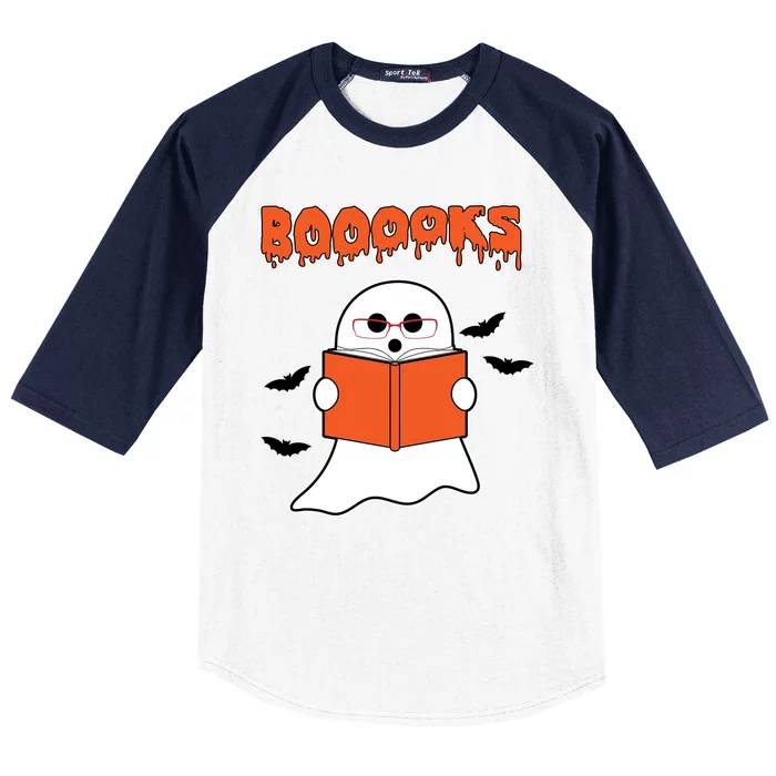 Booooks Book Lover Halloween Ghost Boo Baseball Sleeve Shirt