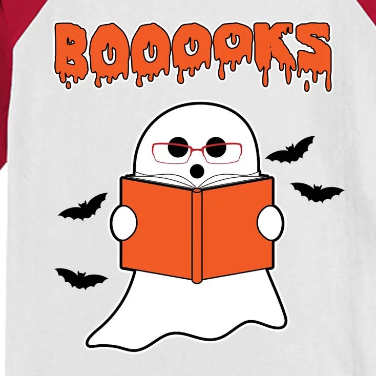 Booooks Book Lover Halloween Ghost Boo Kids Colorblock Raglan Jersey