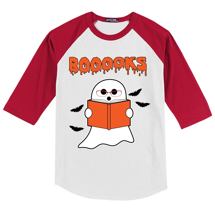 Booooks Book Lover Halloween Ghost Boo Kids Colorblock Raglan Jersey