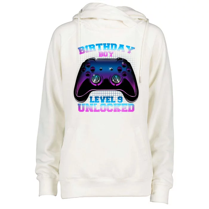 Birthday Boy Level 9 Unlocked Birthday Gift Womens Funnel Neck Pullover Hood