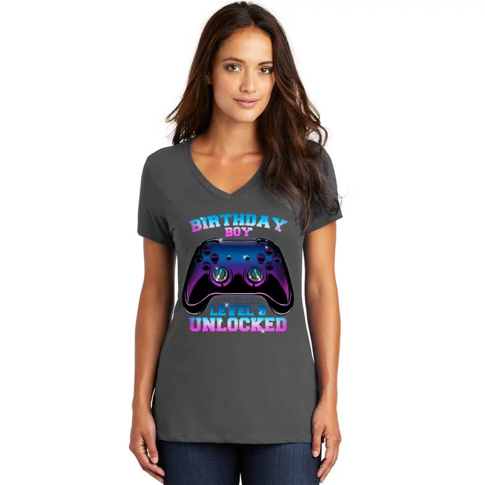 Birthday Boy Level 9 Unlocked Birthday Gift Women's V-Neck T-Shirt