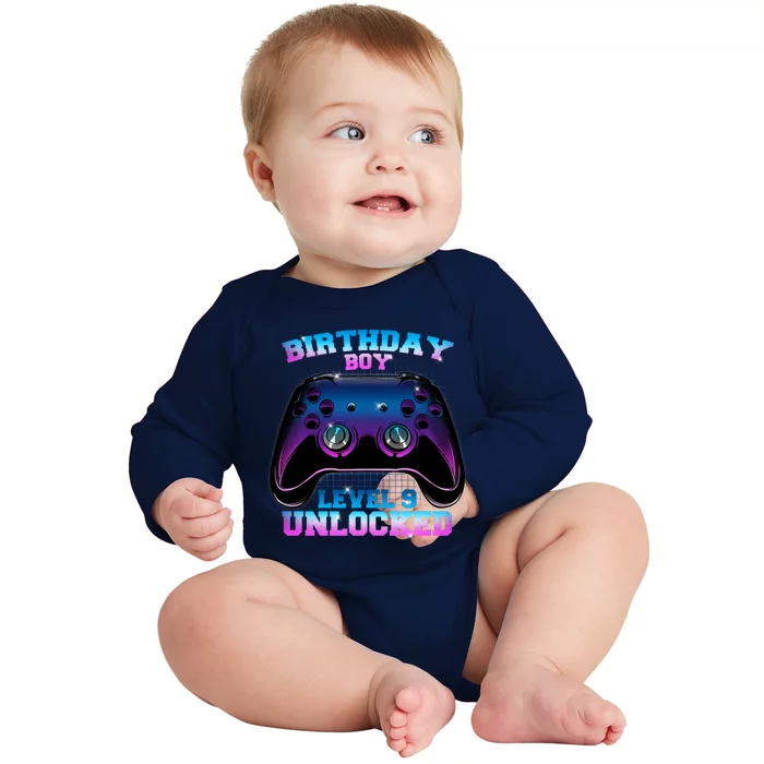 Birthday Boy Level 9 Unlocked Birthday Gift Baby Long Sleeve Bodysuit