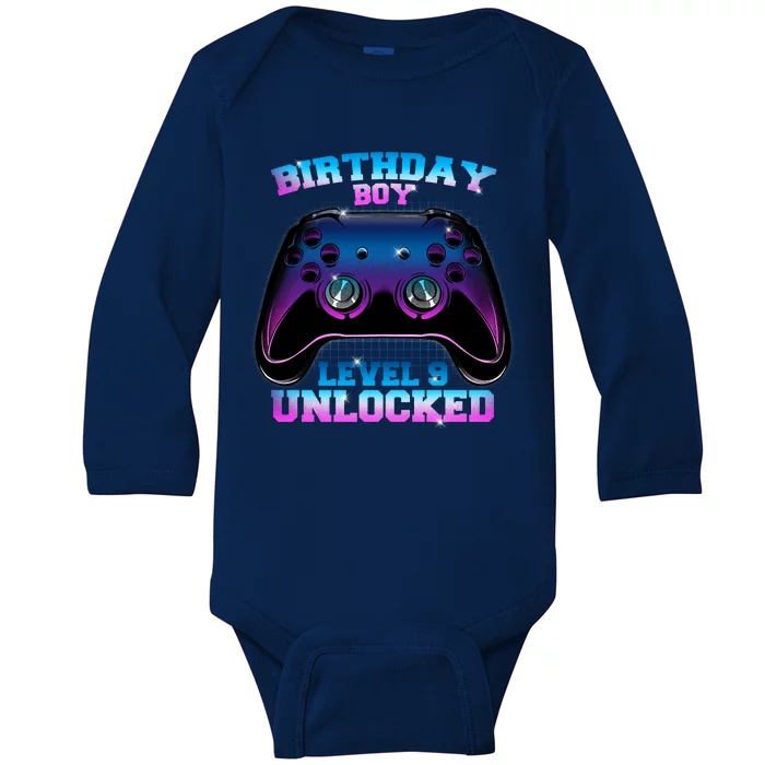 Birthday Boy Level 9 Unlocked Birthday Gift Baby Long Sleeve Bodysuit