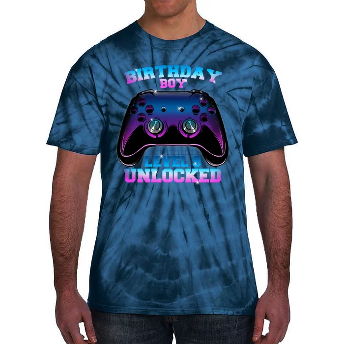 Birthday Boy Level 9 Unlocked Birthday Gift Tie-Dye T-Shirt