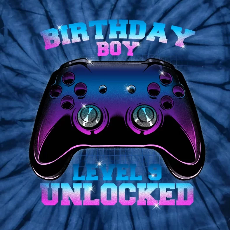 Birthday Boy Level 9 Unlocked Birthday Gift Tie-Dye T-Shirt