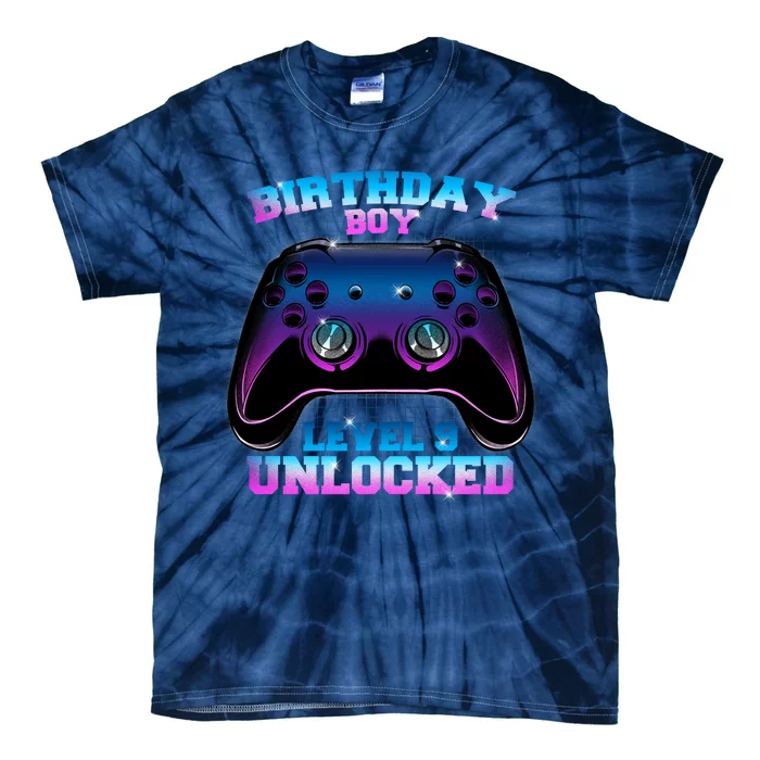 Birthday Boy Level 9 Unlocked Birthday Gift Tie-Dye T-Shirt