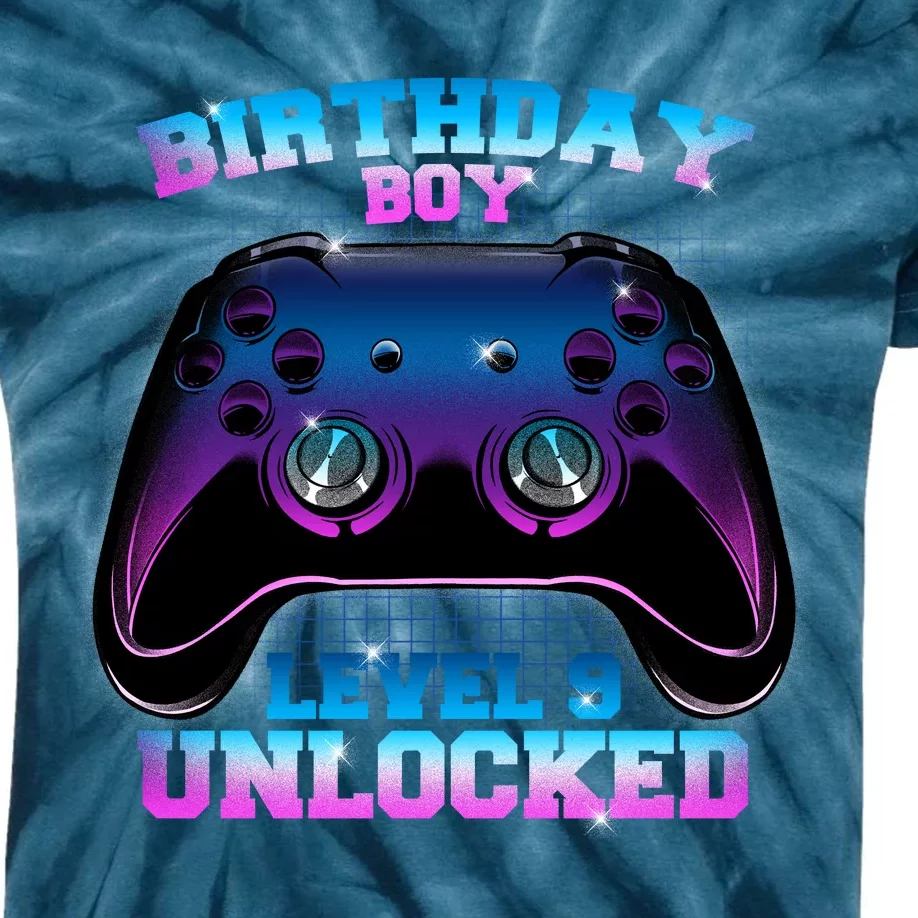 Birthday Boy Level 9 Unlocked Birthday Gift Kids Tie-Dye T-Shirt