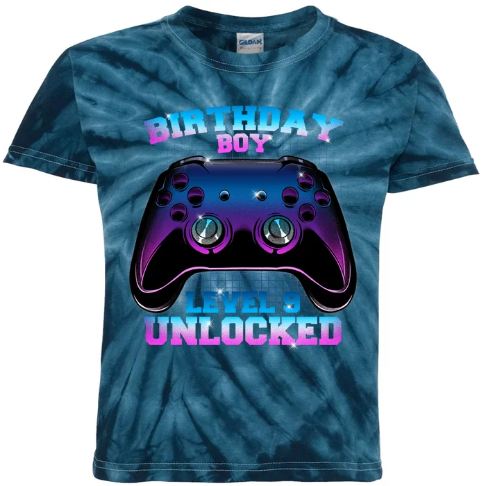 Birthday Boy Level 9 Unlocked Birthday Gift Kids Tie-Dye T-Shirt