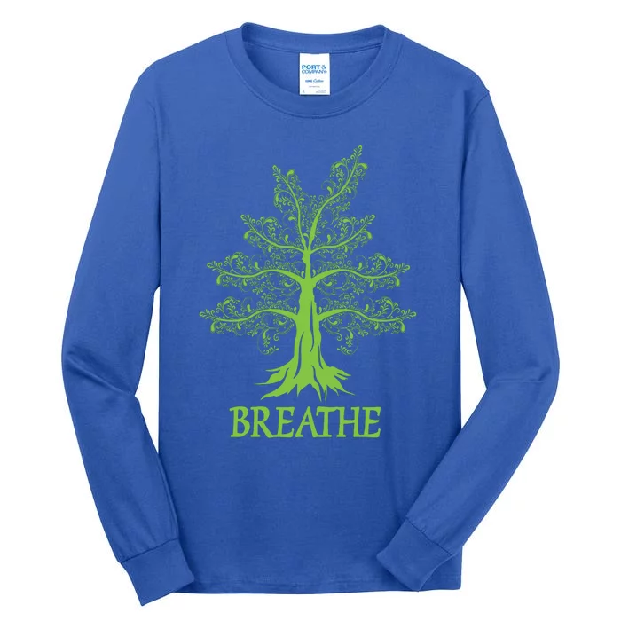 Breathe Breath Life Breathing Meditation Yoga Inhale Exhale Gift Tall Long Sleeve T-Shirt