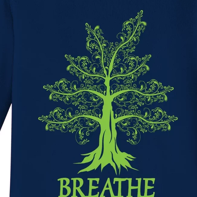 Breathe Breath Life Breathing Meditation Yoga Inhale Exhale Gift Baby Long Sleeve Bodysuit