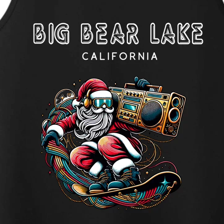 Big Bear Lake California Cool Snowboard Christmas Santa Gift Performance Tank