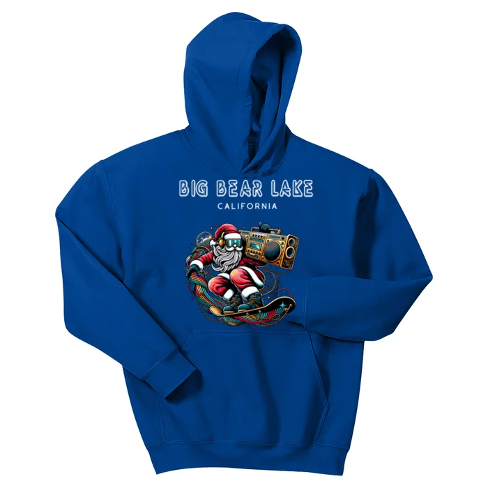 Big Bear Lake California Cool Snowboard Christmas Santa Gift Kids Hoodie