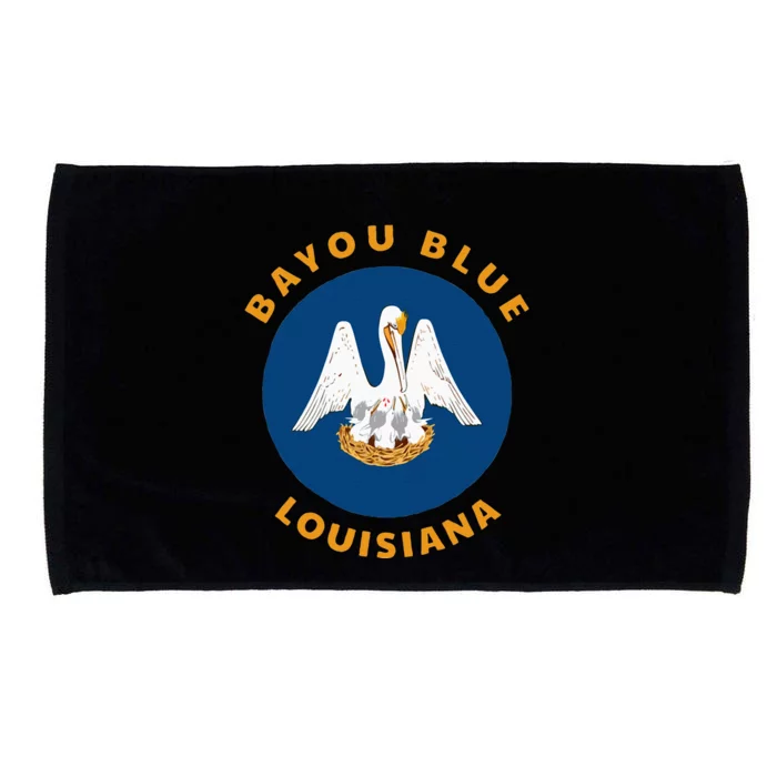 Bayou Blue Louisiana LA Flag Badge Roundlet Souvenir Microfiber Hand Towel