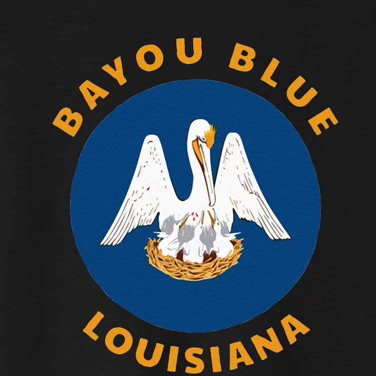 Bayou Blue Louisiana LA Flag Badge Roundlet Souvenir Women's Crop Top Tee