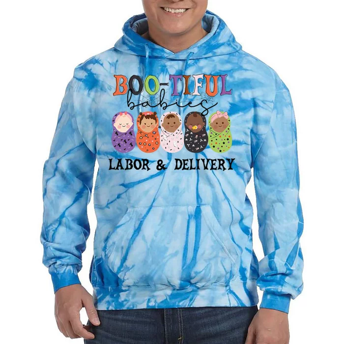 Bootiful Babies Labor And Delivery Nurse Halloween Party Tie Dye Hoodie