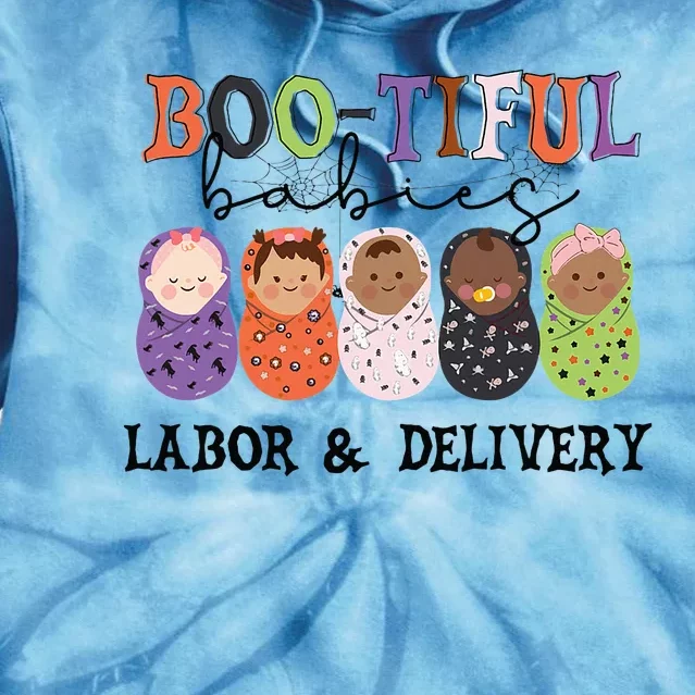 Bootiful Babies Labor And Delivery Nurse Halloween Party Tie Dye Hoodie