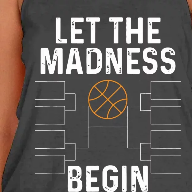 Basketball Bracket Let The Madness Begin Funny College Women's Knotted Racerback Tank