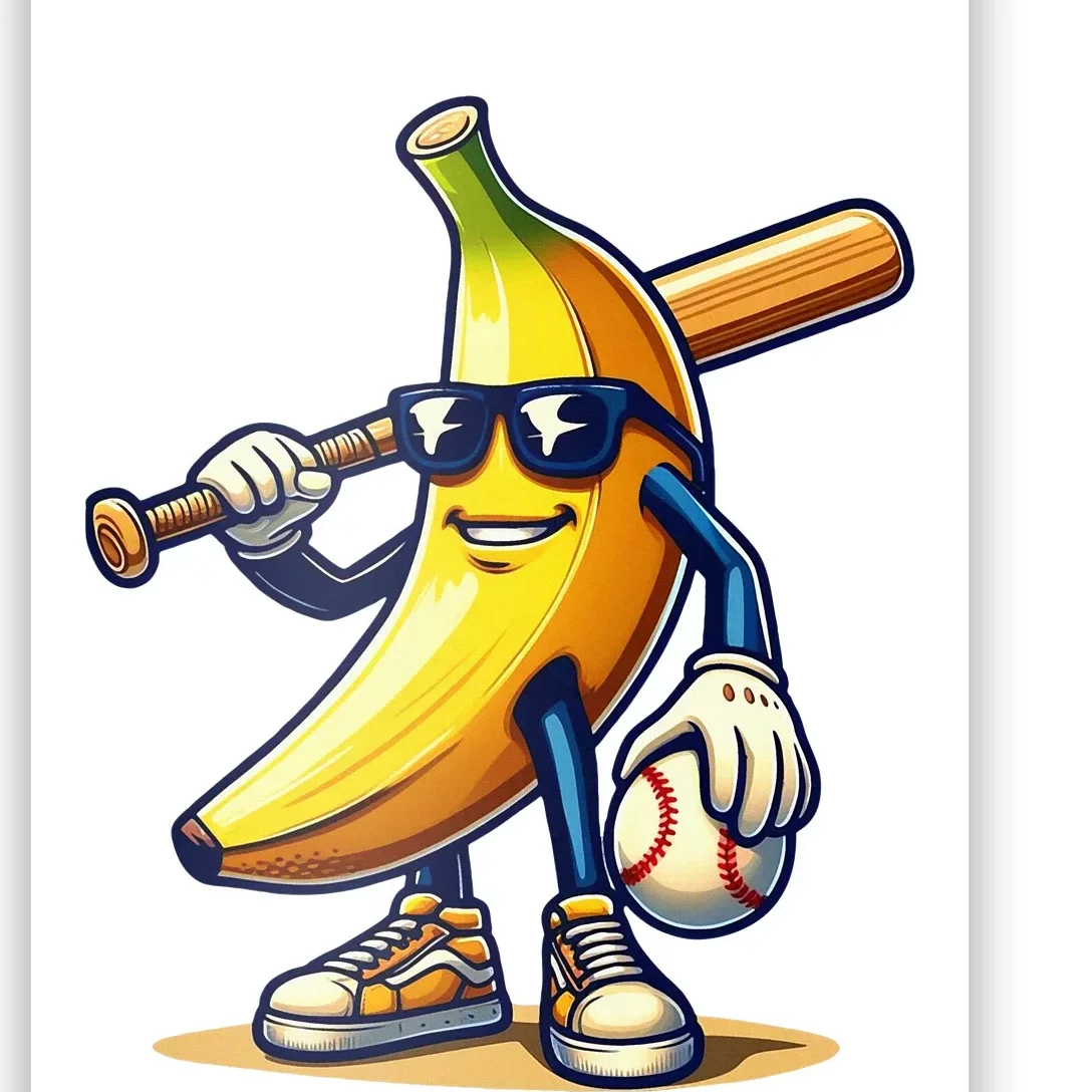 Banana Baseball Lover Cool Game Poster