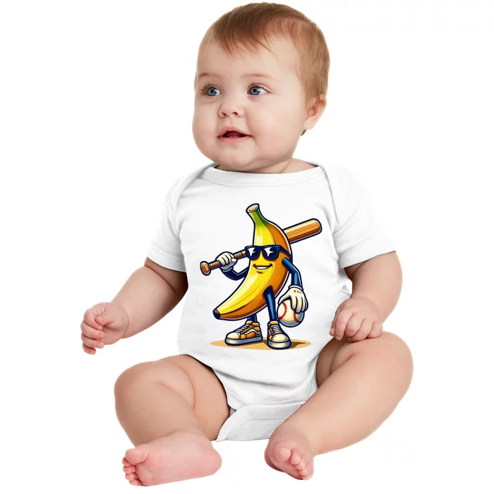 Banana Baseball Lover Cool Game Baby Bodysuit