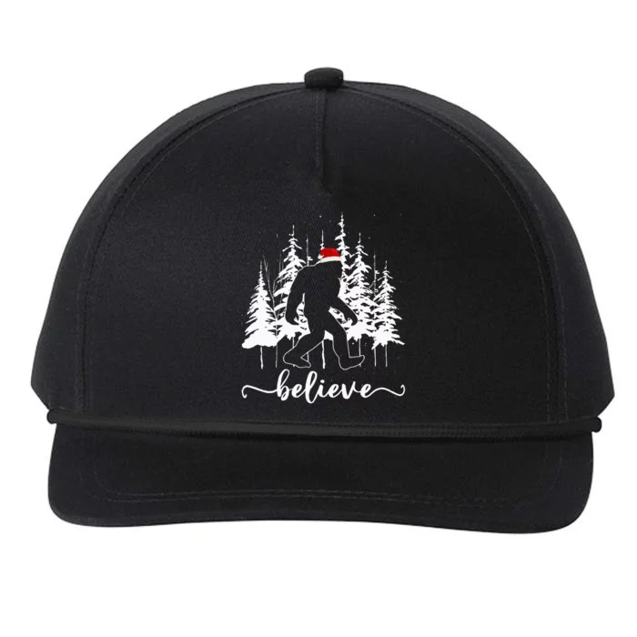 Believe Bigfoot Light Santa Squatch Christmas Tree Pajamas Snapback Five-Panel Rope Hat