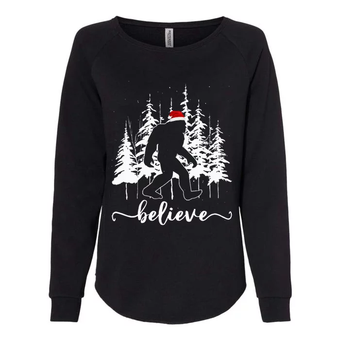 Believe Bigfoot Light Santa Squatch Christmas Tree Pajamas Womens California Wash Sweatshirt