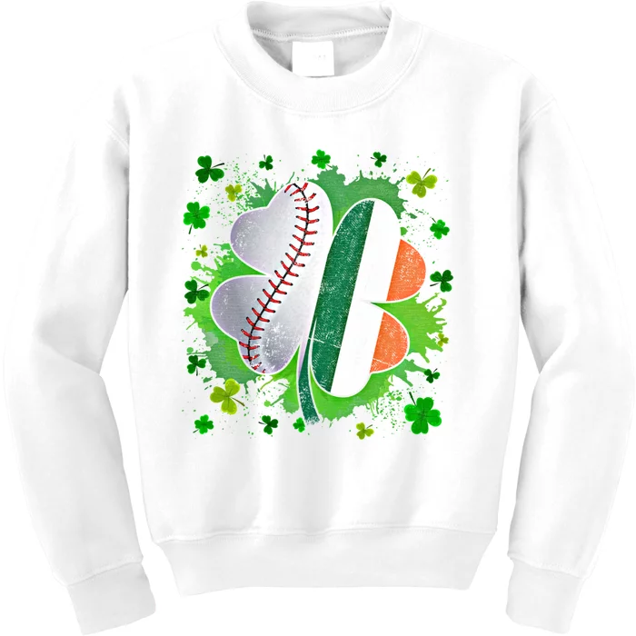 Baseball Ball Lucky Shamrock Ireland Flag St Patricks Day Meaningful Gift Kids Sweatshirt