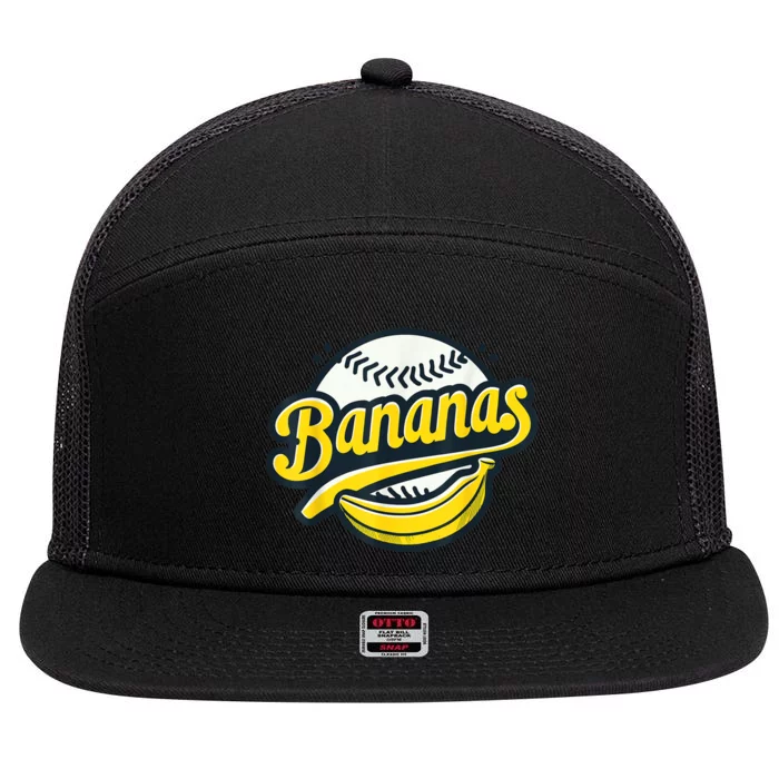 Banana Baseball Lover Cool Game Kawaii 7 Panel Mesh Trucker Snapback Hat