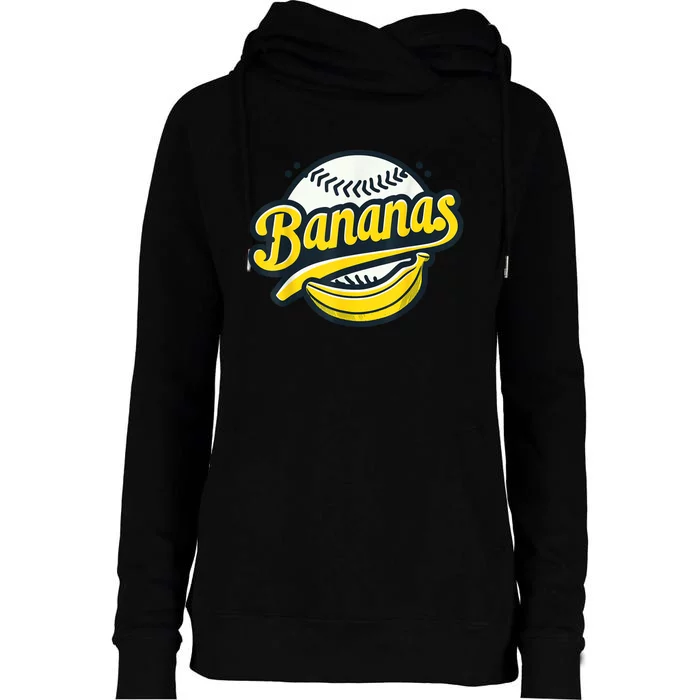 Banana Baseball Lover Cool Game Kawaii Womens Funnel Neck Pullover Hood