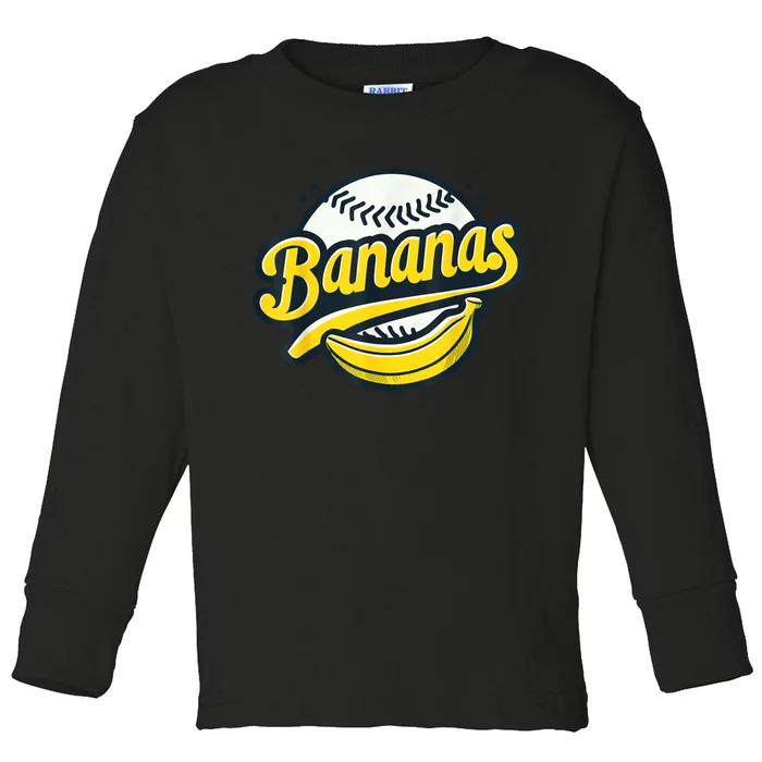 Banana Baseball Lover Cool Game Kawaii Toddler Long Sleeve Shirt