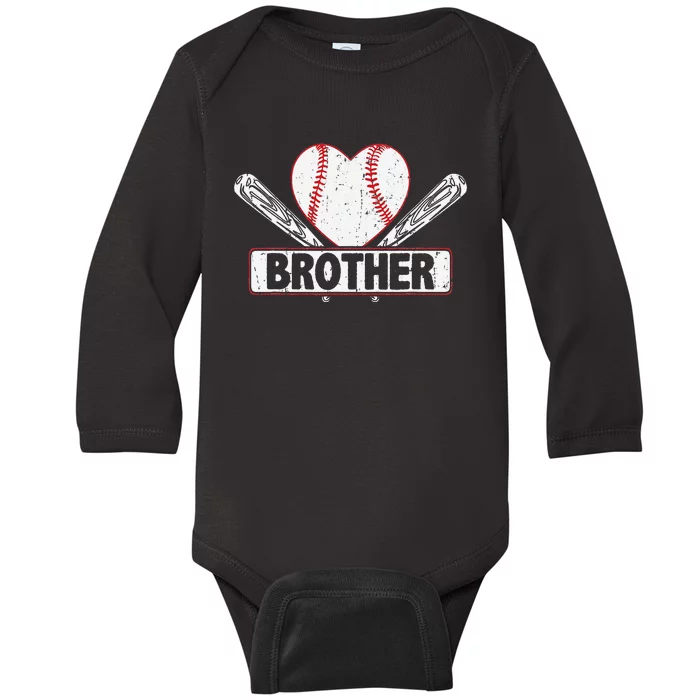 Baseball Brother Matching Family Softball Baseball Lover Baby Long Sleeve Bodysuit