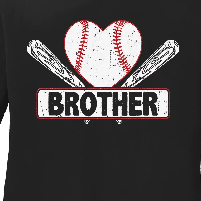 Baseball Brother Matching Family Softball Baseball Lover Ladies Long Sleeve Shirt