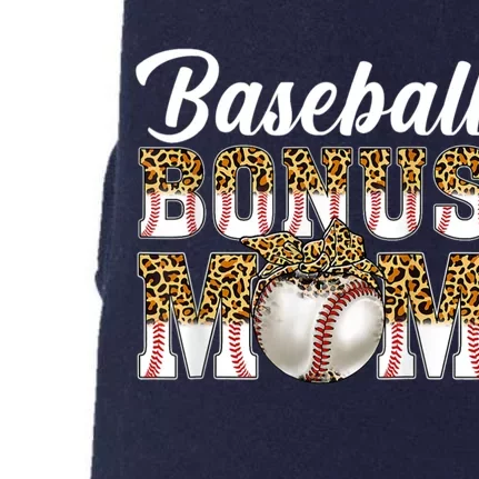 Baseball Bonus Mom Game Day Leopard Baseball Mothers Day Doggie 3-End Fleece Hoodie