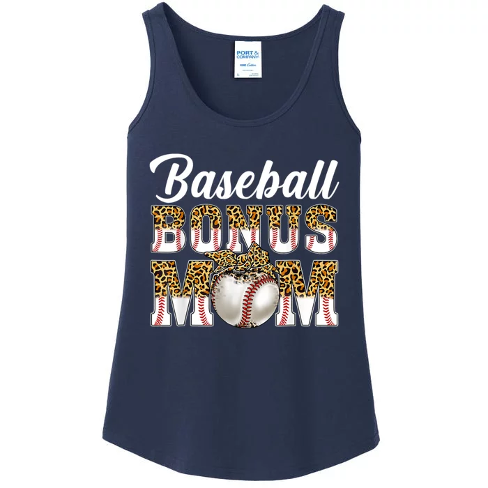 Baseball Bonus Mom Game Day Leopard Baseball Mothers Day Ladies Essential Tank