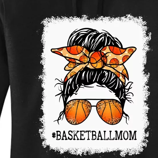 Bleached Basketball Mom Messy Bun Player Mom Mothers Day Long Women's Pullover Hoodie