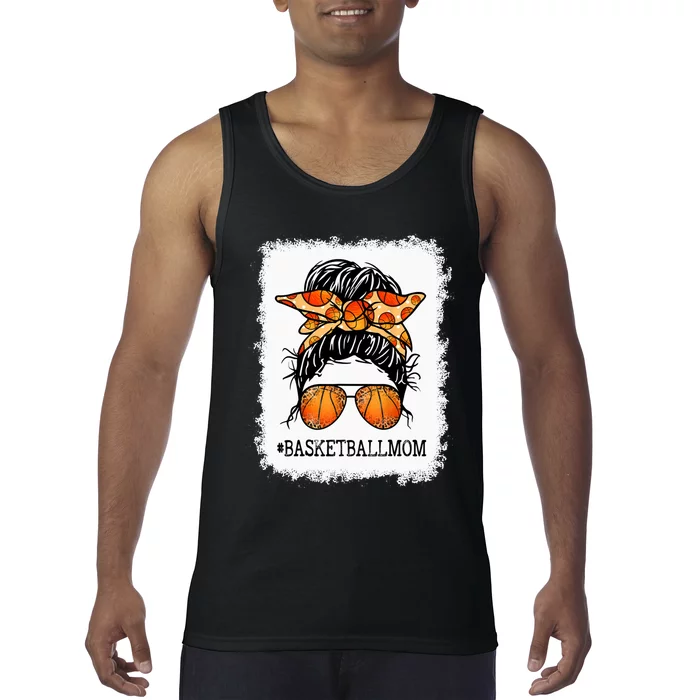 Bleached Basketball Mom Messy Bun Player Mom Mothers Day Long Tank Top