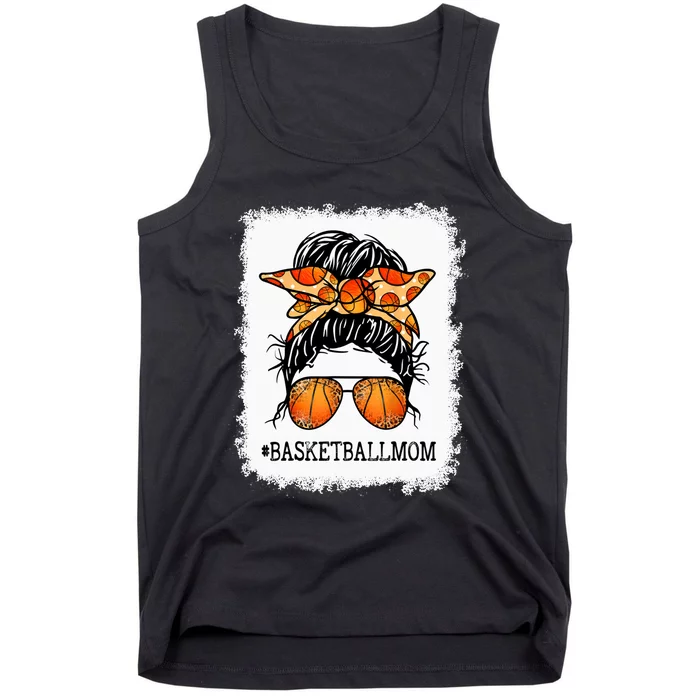 Bleached Basketball Mom Messy Bun Player Mom Mothers Day Long Tank Top