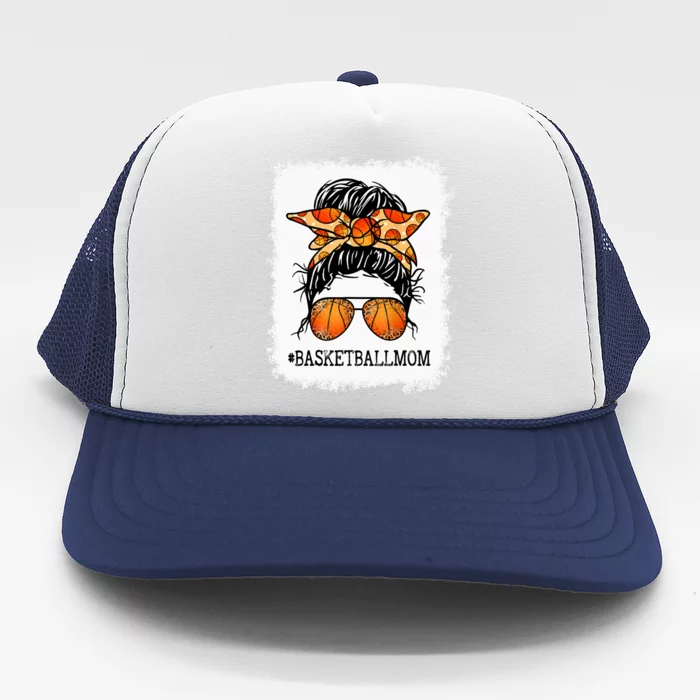 Bleached Basketball Mom Messy Bun Player Mom Mothers Day Long Trucker Hat