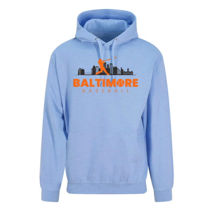 Baltimore Baseball Minimalist City Skyline Unisex Surf Hoodie