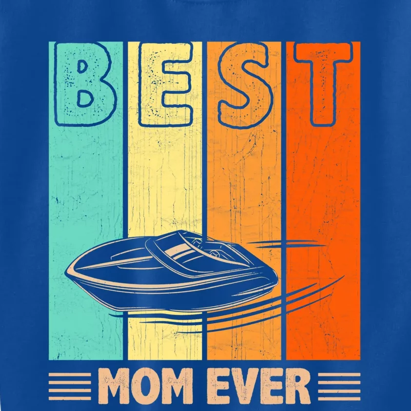 Best Boating Mom Ever Retro Graphic Mama Mother's Day Gift Kids Sweatshirt