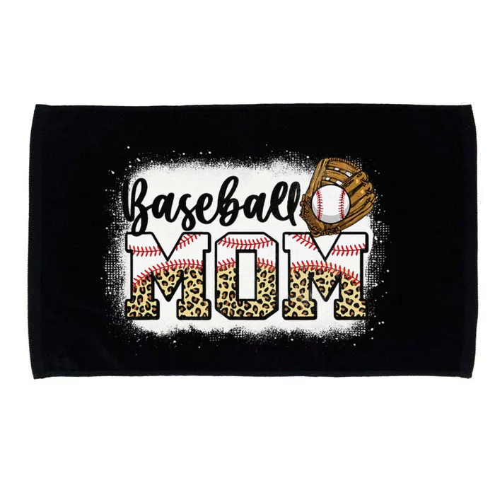 Bleached Baseball Mom Leopard MotherS Day Microfiber Hand Towel