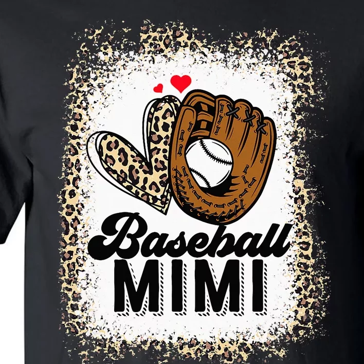 Bleached Baseball Mimi Leopard Game Day Vibes Mothers day Tall T-Shirt