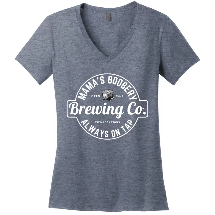 Breastfeeding Brewery Mamas Boobery New Mom Brewing Women's V-Neck T-Shirt