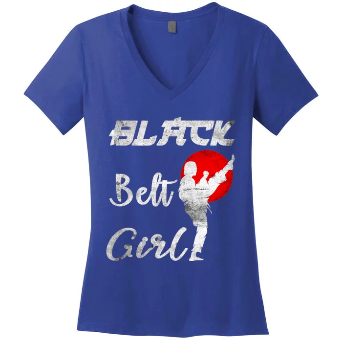 Black Belt Mixed Martial Arts Mma Karate Taekwondo Funny Gift Women's V-Neck T-Shirt