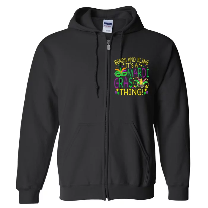 Beads Bling Mardi Gras Thing Carnival Party Full Zip Hoodie