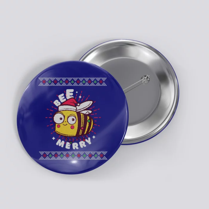 Bumble Bee Merry Beekeeper Santa Hat Ugly Christmas Sweater Gift Button