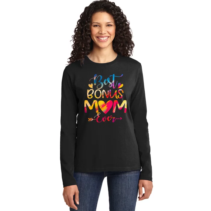 Best Bonus Mom Ever Tie Dye For Mother's Day Ladies Long Sleeve Shirt