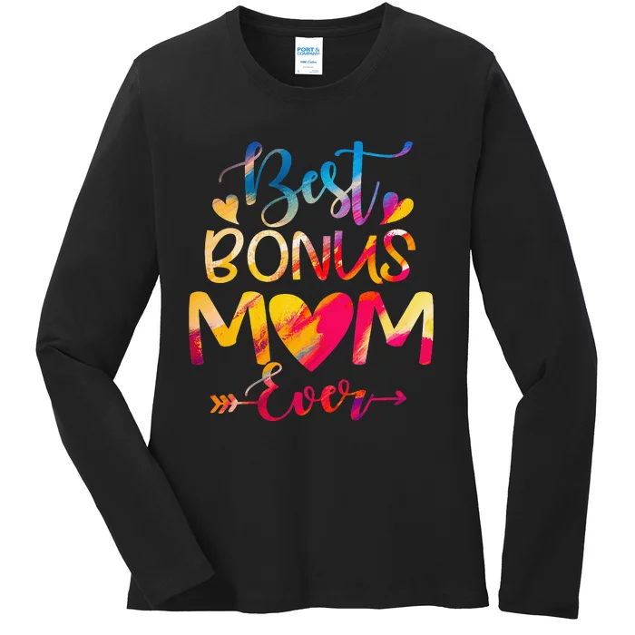 Best Bonus Mom Ever Tie Dye For Mother's Day Ladies Long Sleeve Shirt