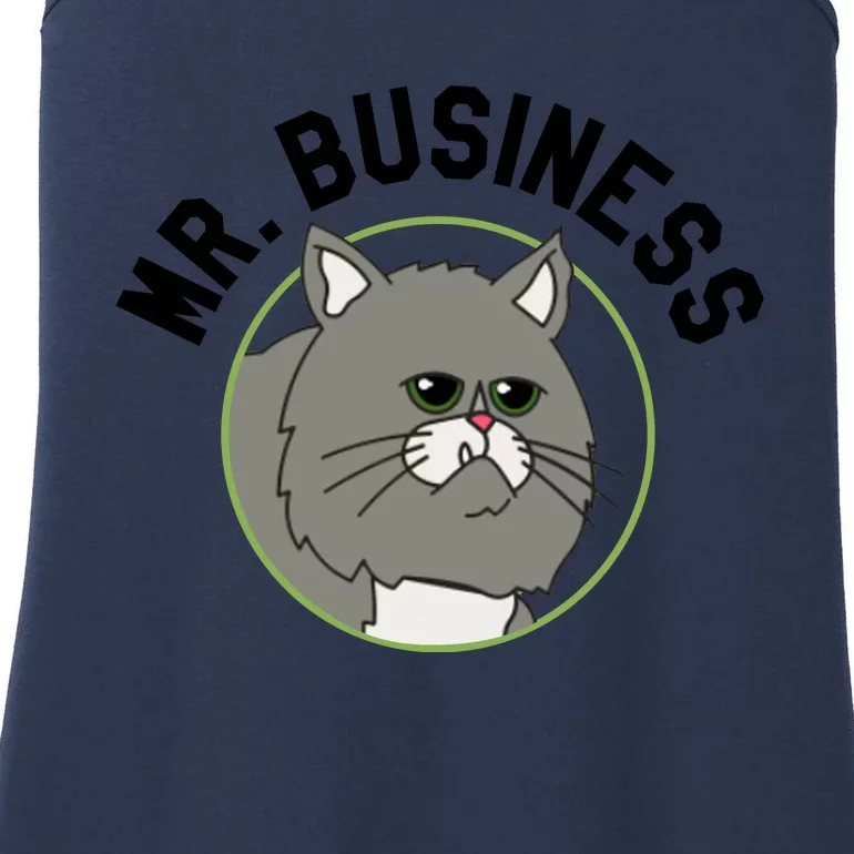 Bobs Burgers Mr Business Adult Heather Gray Cat Son Ladies Essential Tank